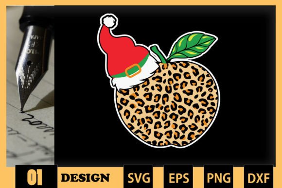 Christmas Teacher Apple Leopard SVG for Crafts & Graphics
