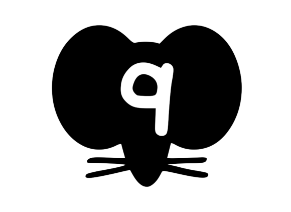 Cute Cartoon Mouse with Mono 9 for Graphics and Crafts