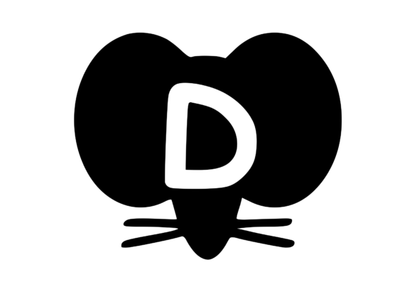 Cute Cartoon Mouse with Mono D: Graphics for Crafts