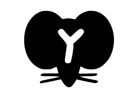 Cute Cartoon Mouse with Mono Y: Graphics for Crafts