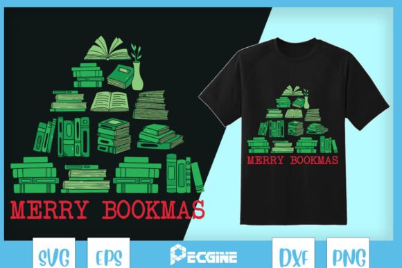 Merry Bookmas Teacher Christmas Graphics for Crafts