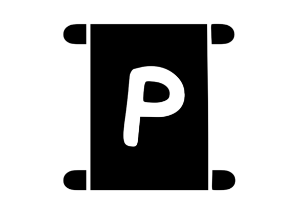 Old Scroll with Playful Mono P: Graphics for Crafts