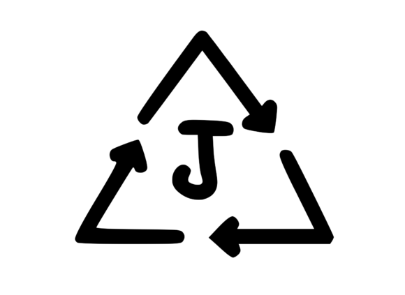 Recycle Symbol with Playful Mono J: Graphics for Crafts