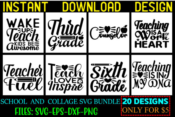 SCHOOL and COLLAGE SVG BUNDLE: Graphics for Crafts