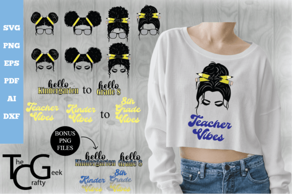 School Messy Bun SVG Bundle: Graphics for Crafts